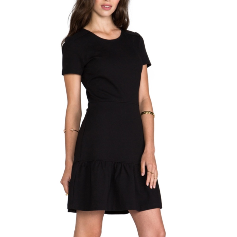 THICK Juicy Couture Ponte Black Ruffle Zip Up Dress